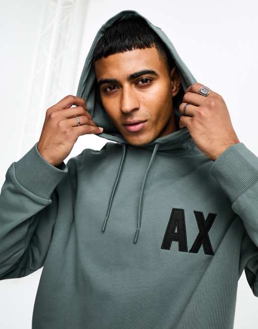 Armani Exchange - Mix and Match - Felpa oversize verde scuro con cappuccio  e logo