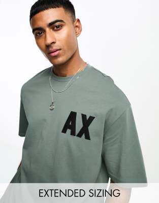 Armani Exchange oversized logo t-shirt in dark green mix and match - ASOS Price Checker