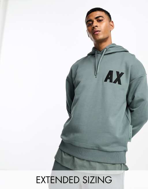 Armani Exchange - Mix og match - Oversized mørkegrøn hættetrøje med logo