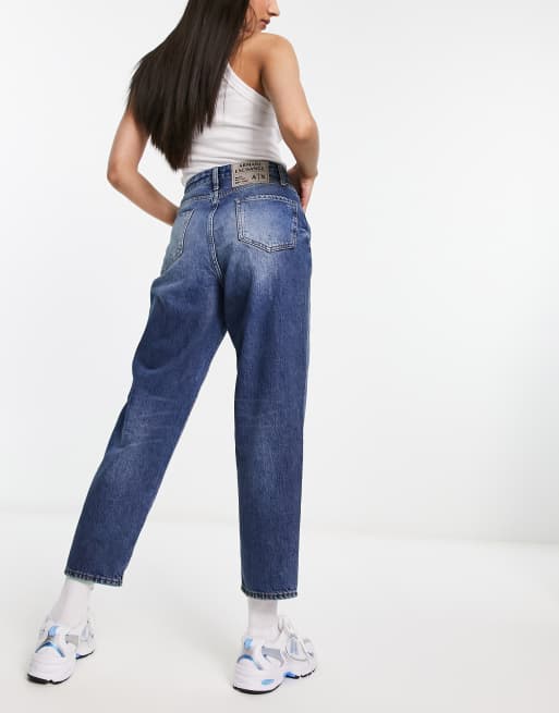 Armani Exchange mom fit jeans in mid wash blue ASOS