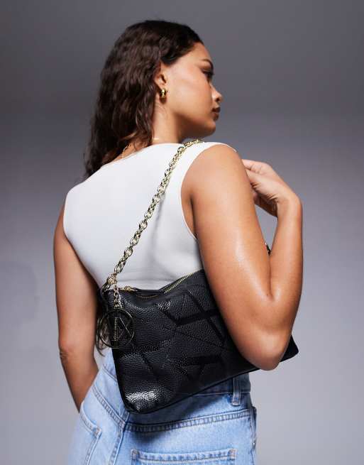 Armani Exchange monogram logo shoulder bag in black | ASOS