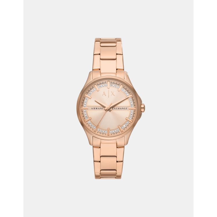 Armani Exchange Montre a trois aiguilles en acier inoxydable Or rose ASOS