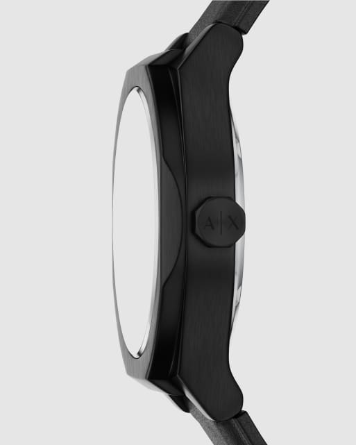 Armani Exchange montre automatique Sync pour homme en cuir noir, 3 de 4