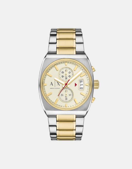 Armani Exchange - Montre chronographe à quartz pour homme en acier inoxydable - Doré bicolore