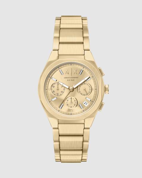 Armani Exchange montre chronographe en acier inoxydable doré Sync - view 1