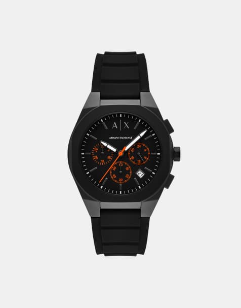 Armani Exchange - Montre chronographe pour homme en silicone - Noir - view 1
