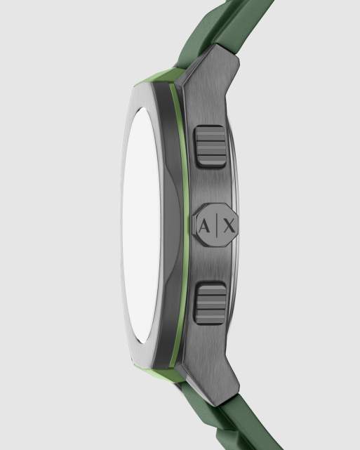 Armani Exchange montre chronographe Sync pour homme en silicone vert, 3 de 4