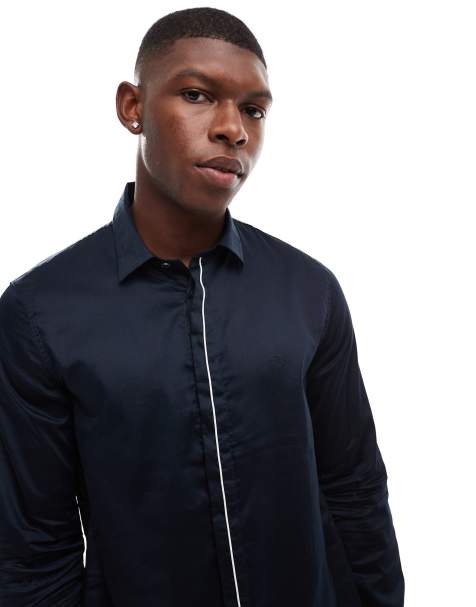 Armani Exchange – Mörkblå långärmad skjorta - view 1