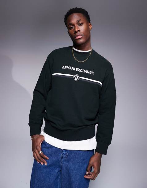 Armani Exchange - Mørkegrøn sweatshirt med logo på brystet - view 1