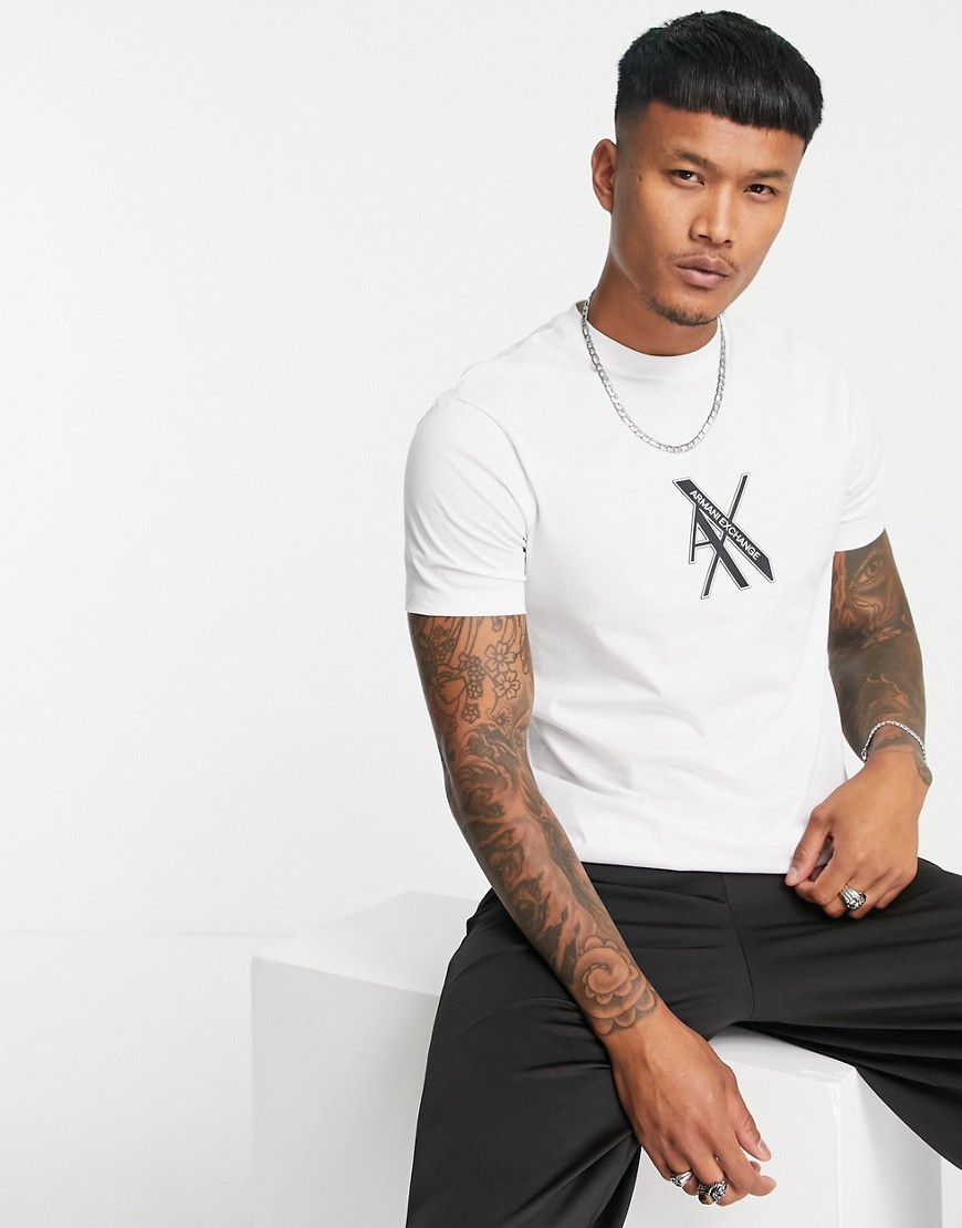 Armani Exchange narrow chest logo t-shirt in white