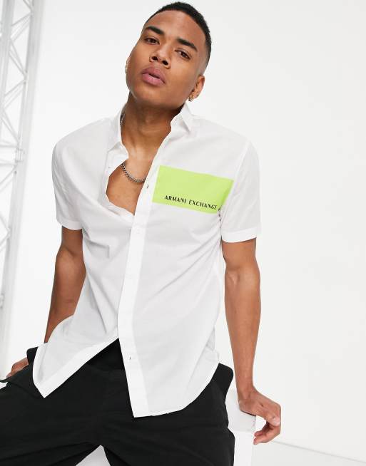 Armani Exchange neon logo shirt in white | ASOS