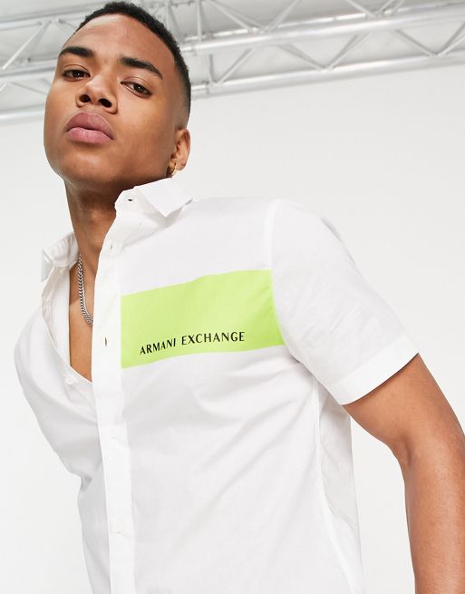 Armani Exchange neon logo shirt in white | ASOS