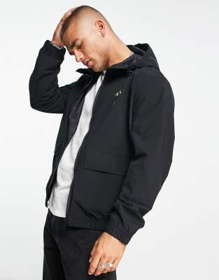 Armani Exchange nylon  jacket with back logo in black - BLACK