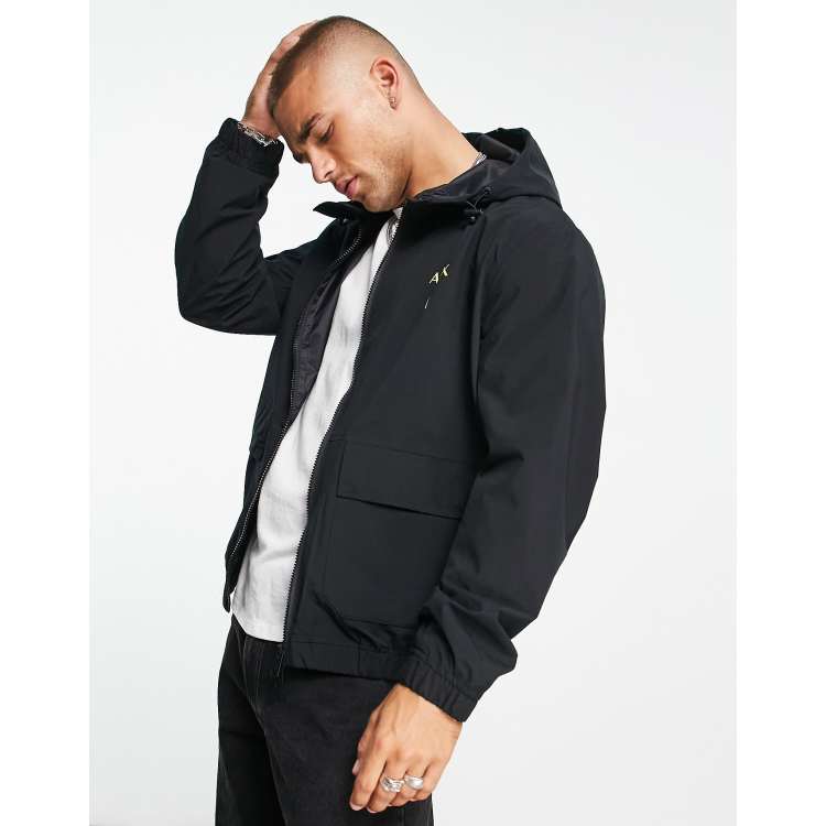 Armani Exchange nylon jacket with back logo in black - BLACK | ASOS