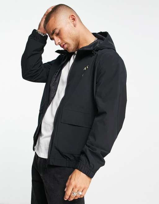 Armani Exchange nylon jacket with back logo in black - BLACK | ASOS