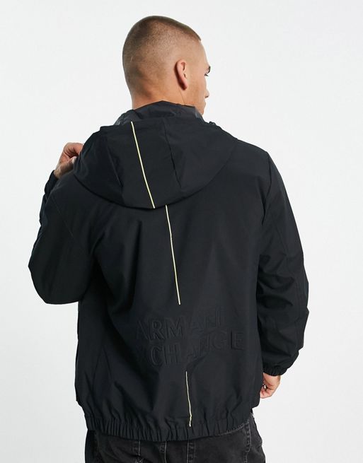 Armani Exchange nylon jacket with back logo in black - BLACK | ASOS