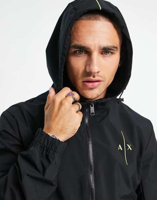 Armani Exchange nylon jacket with back logo in black - BLACK | ASOS