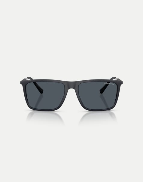 Armani Exchange - Occhiali da sole squadrati blu opaco con lenti grigie - view 1