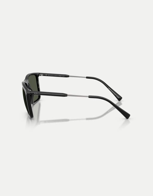 Armani Exchange - Occhiali da sole squadrati nero lucido con lenti verdi polarizzate, 2 di 3