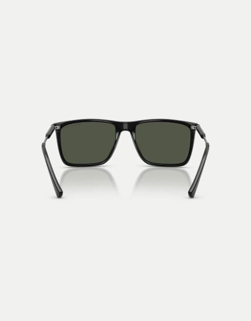 Armani Exchange - Occhiali da sole squadrati nero lucido con lenti verdi polarizzate, 3 di 3