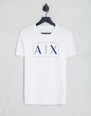 Armani Exchange outlined AX print t-shirt in white