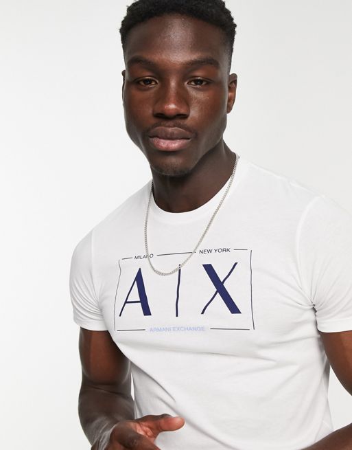 Armani Exchange outlined AX print t-shirt in white | ASOS