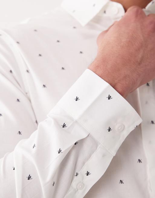 Armani Exchange - Overhemd bedekt met logo in wit, 3 van 5