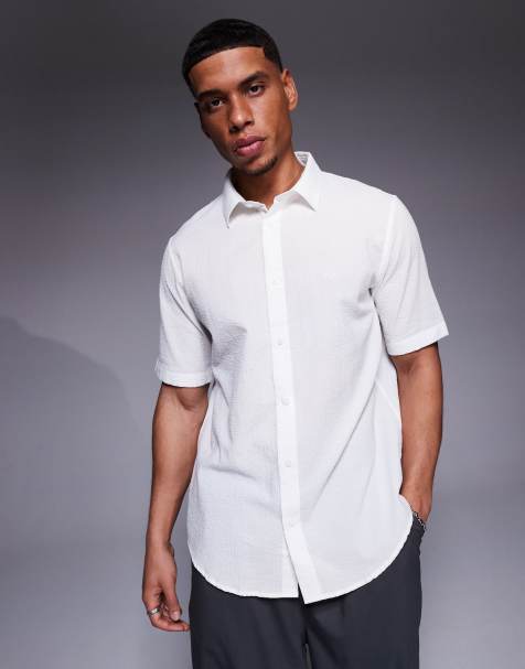 Armani Exchange - Overhemd met korte mouwen en textuur in wit - view 1