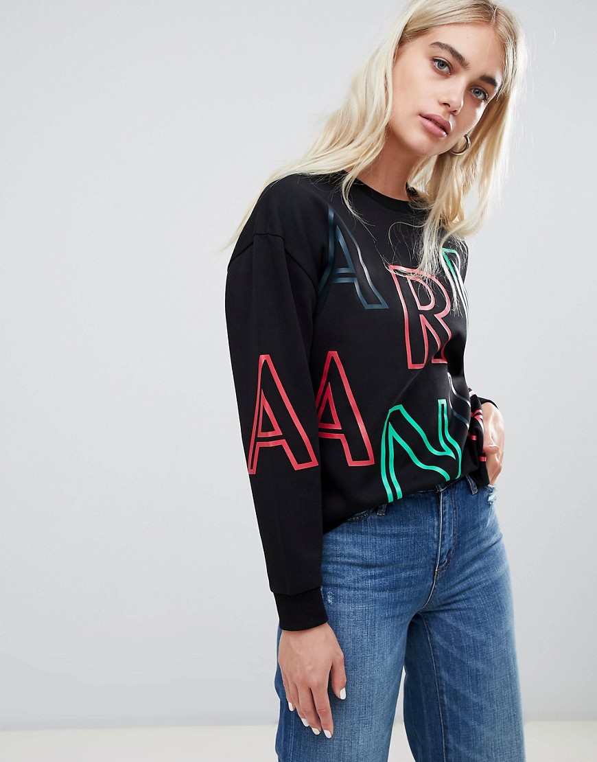 Armani Exchange – Oversize sweatshirt med bokstäver-Svart