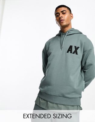 Armani Exchange oversized logo hoodie in dark green mix and match - ASOS Price Checker