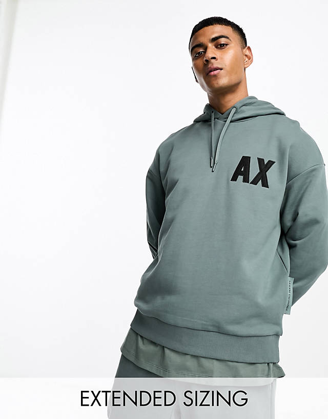 Armani Exchange - oversized logo hoodie in dark green mix and match