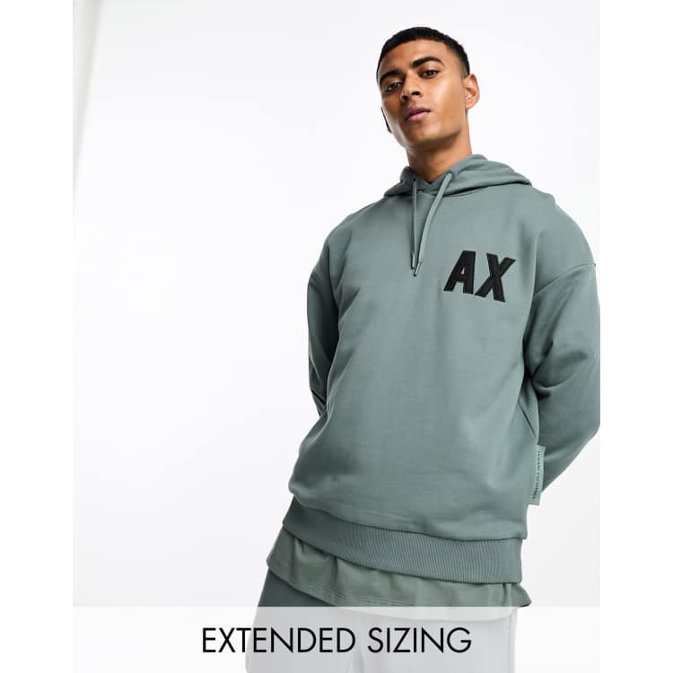 Armani Exchange oversized logo hoodie in dark green mix and match