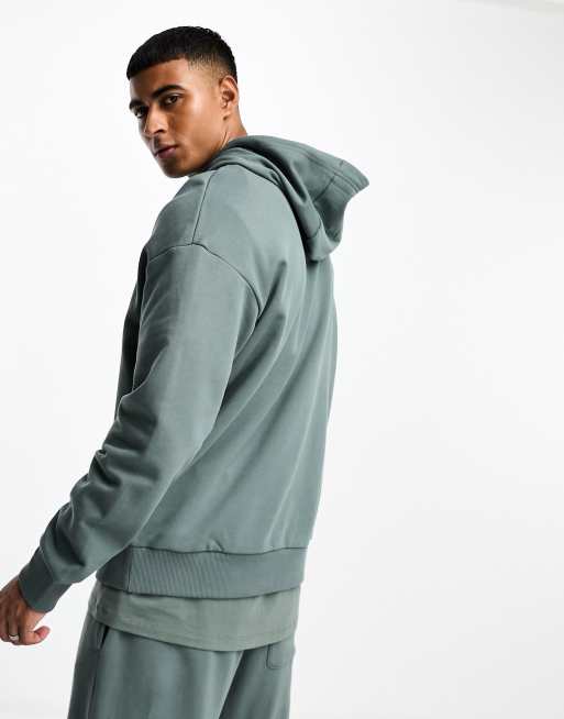 Armani Exchange oversized logo hoodie in dark green mix and match