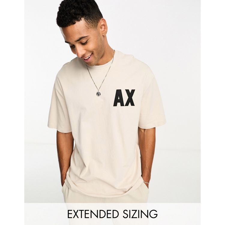 Armani Exchange oversized logo t-shirt in beige mix and match 