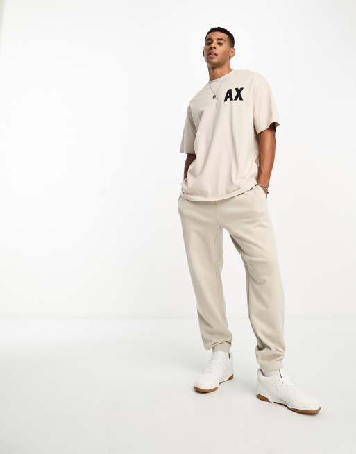 Armani Exchange oversized logo t shirt in beige mix and match ASOS