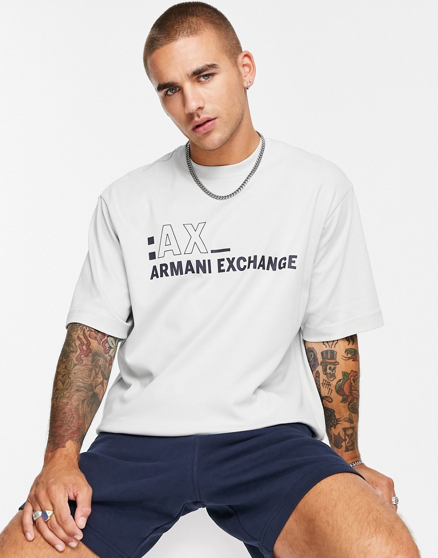 Armani Exchange oversized logo T-shirt in gray