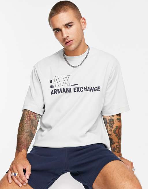 Armani Exchange oversized logo T shirt in gray ASOS