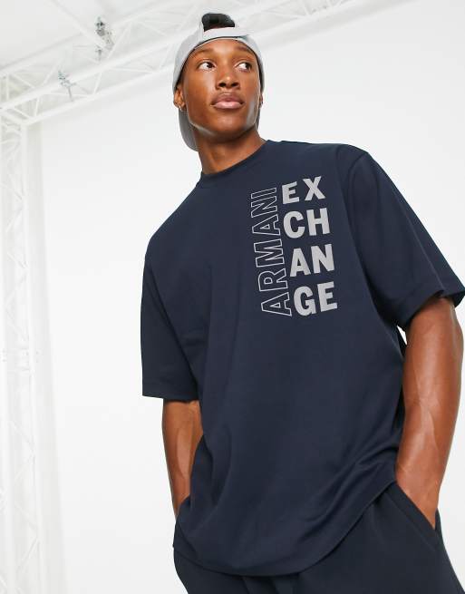 Armani Exchange oversized logo t shirt in navy ASOS