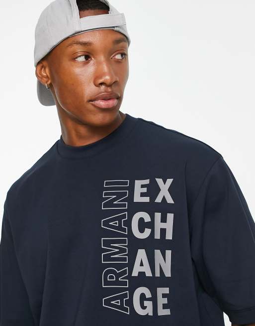 Armani Exchange oversized logo t shirt in navy ASOS