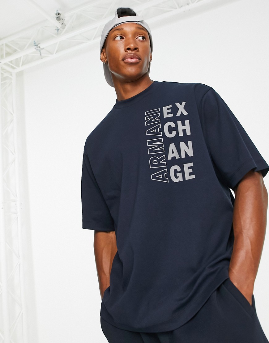 Armani Exchange oversized logo t-shirt in navy
