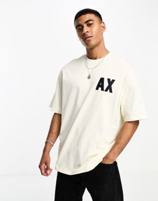 Armani Exchange oversized logo t-shirt in off white
