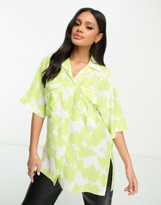 Armani Exchange oversized print shirt in green - ASOS Price Checker