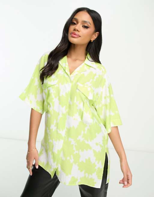 Armani Exchange oversized print shirt in green