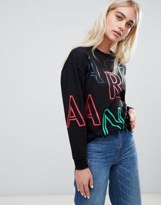 Armani Exchange - Oversized sweater met letter-Zwart