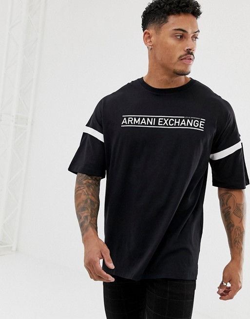 Armani Exchange oversized text logo t-shirt in black | ASOS