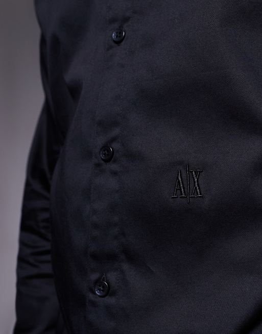 Armani Exchange oxford shirt with logo in black