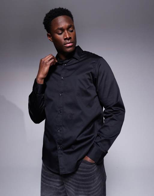 Armani Exchange oxford shirt with logo in black