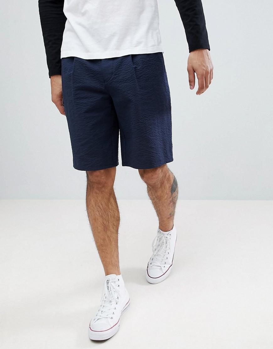Armani Exchange - Pantaloncini in cotone testurizzato blu navy