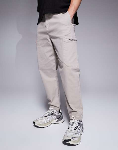 Armani Exchange - Pantaloni cargo beige con fondo elasticizzato - view 1