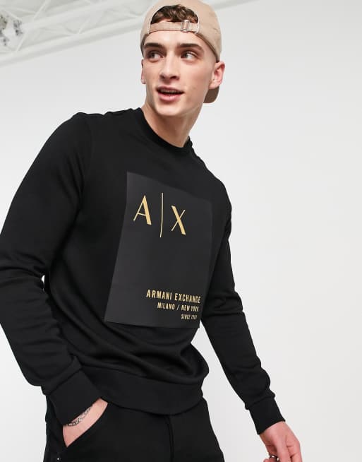 Armani Exchange patch logo sweat in black | ASOS